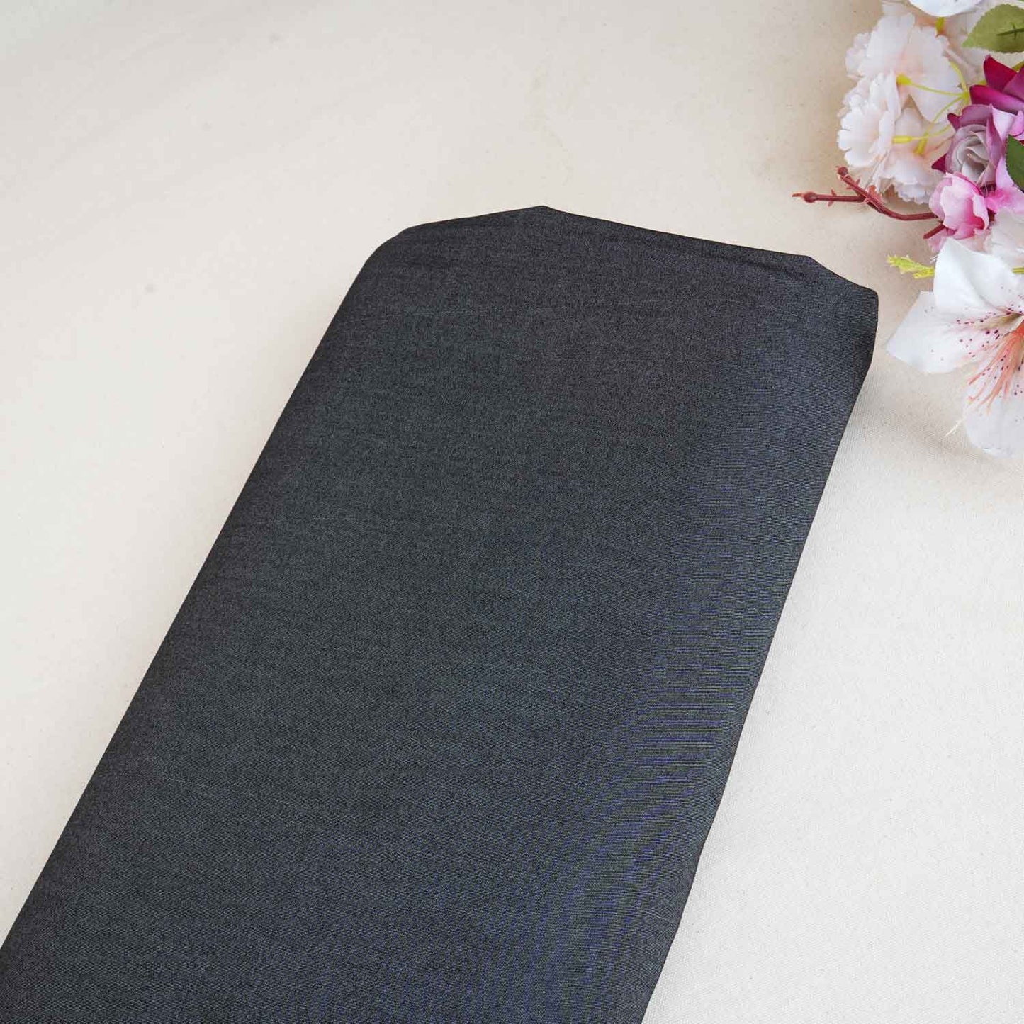 Black Solid Thin Denim Fabric