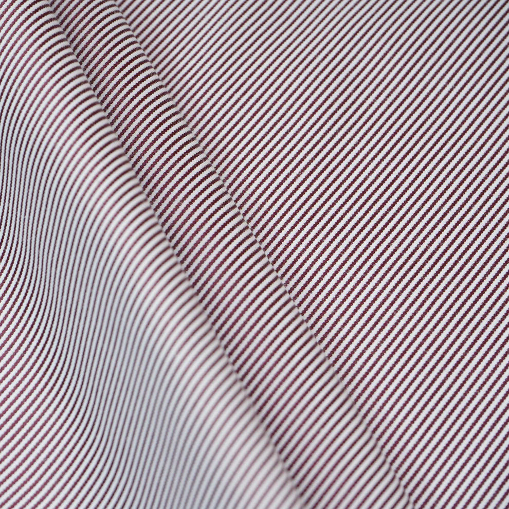 Wine &amp; White Stripes Print Poplin Fabric Tu-30114